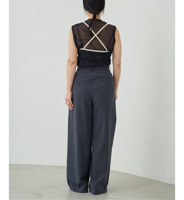 IENA LA BOUCLE「《追加予約》洗濯機洗い可 ウーステッドライクシャンブレータックスラックス」|スラックス|