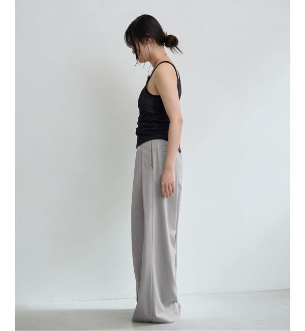 IENA LA BOUCLE「《追加予約》洗濯機洗い可 ウーステッドライクシャンブレータックスラックス」|スラックス|