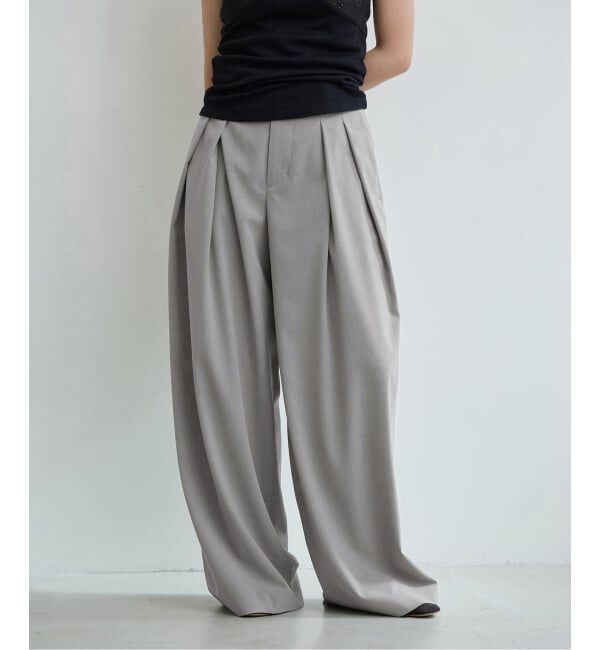 IENA LA BOUCLE「《追加予約》洗濯機洗い可 ウーステッドライクシャンブレータックスラックス」|スラックス|グレーA