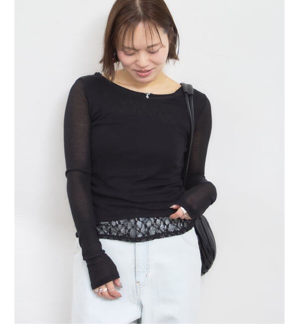 U by SPICK&SPAN「フェイクレイヤードレーストップス」|Tシャツ・カットソー|