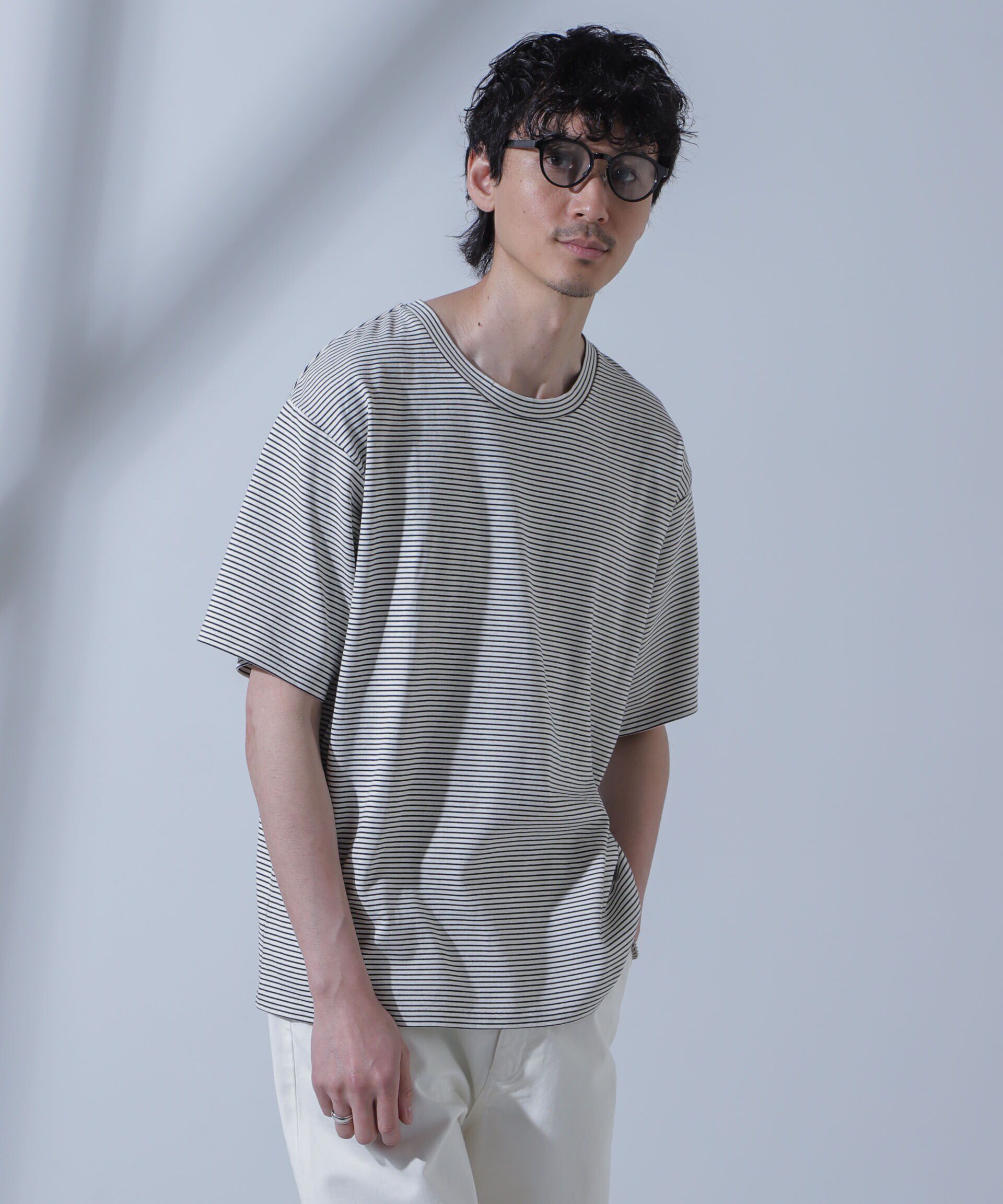 nano･universe「Anti Soaked(R)  汗染み防止 ピンボーダークルーネックTシャツ」|Tシャツ・カットソー|