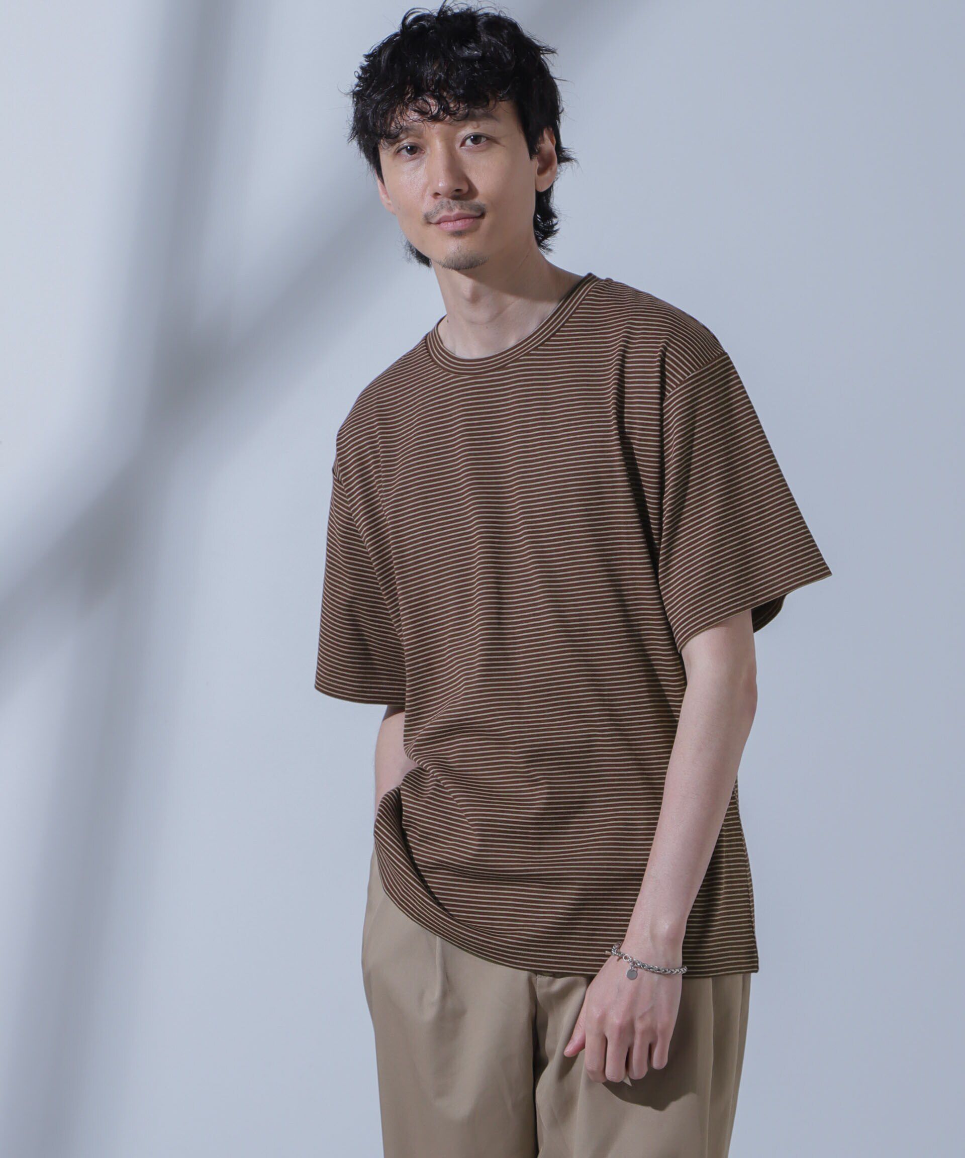 nano･universe「Anti Soaked(R)  汗染み防止 ピンボーダークルーネックTシャツ」|Tシャツ・カットソー|