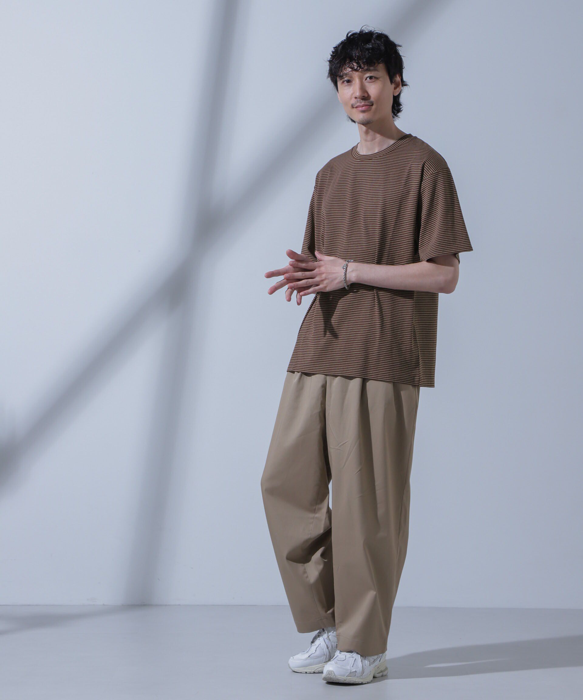nano･universe「Anti Soaked(R)  汗染み防止 ピンボーダークルーネックTシャツ」|Tシャツ・カットソー|