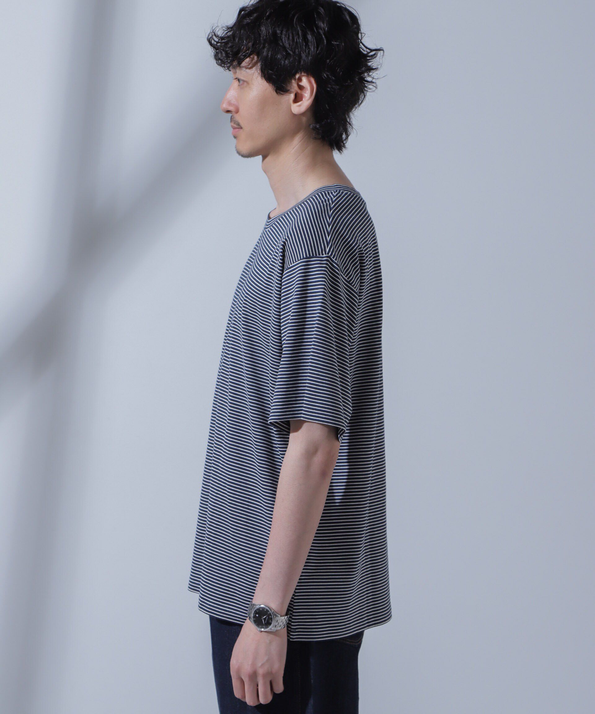 nano･universe「Anti Soaked(R)  汗染み防止 ピンボーダークルーネックTシャツ」|Tシャツ・カットソー|