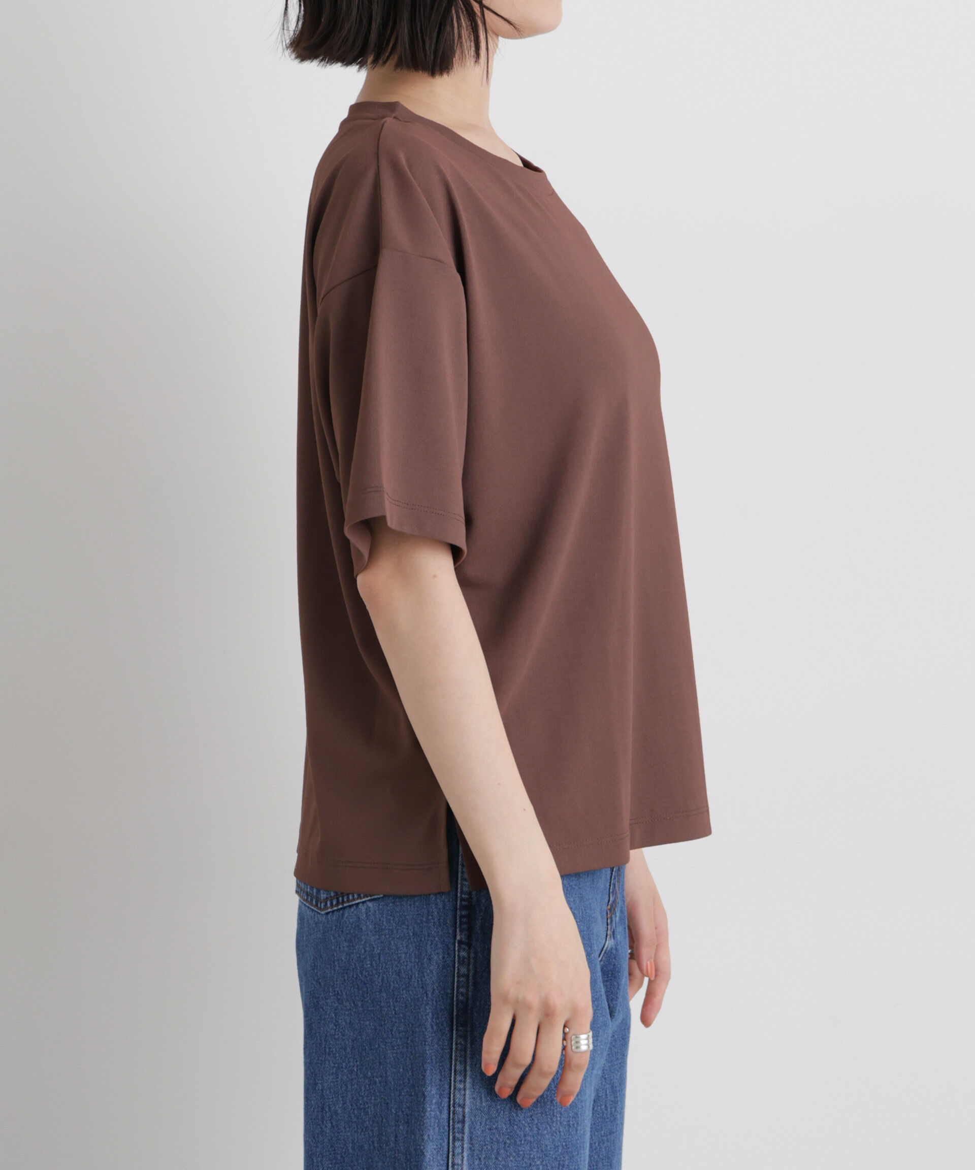 nano･universe「汗隠糸加工&多彩機能カットソー素材 クルーネックトップス」|Tシャツ・カットソー|