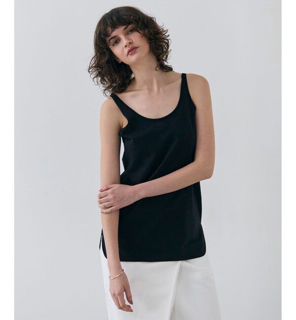 BEIGE,「【定番】BROIS / コットンシャツテールタンクトップ」|Tシャツ・カットソー|Black
