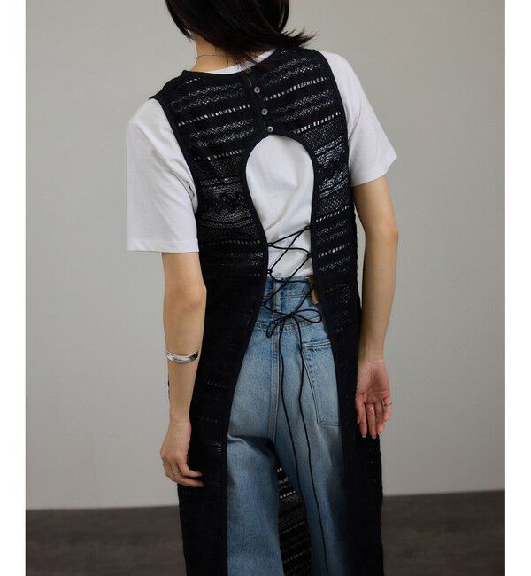 SALON adam et rope'「【WEB限定】コットンレースロングワンピース」|ワンピース|ブラック(01)