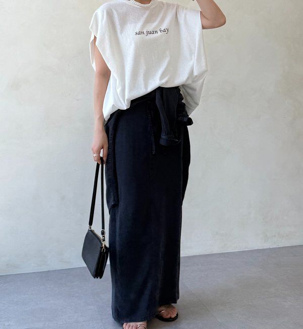  「裾ドロストチュニックロゴTEE」|Tシャツ・カットソー|