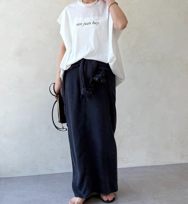  「裾ドロストチュニックロゴTEE」|Tシャツ・カットソー|