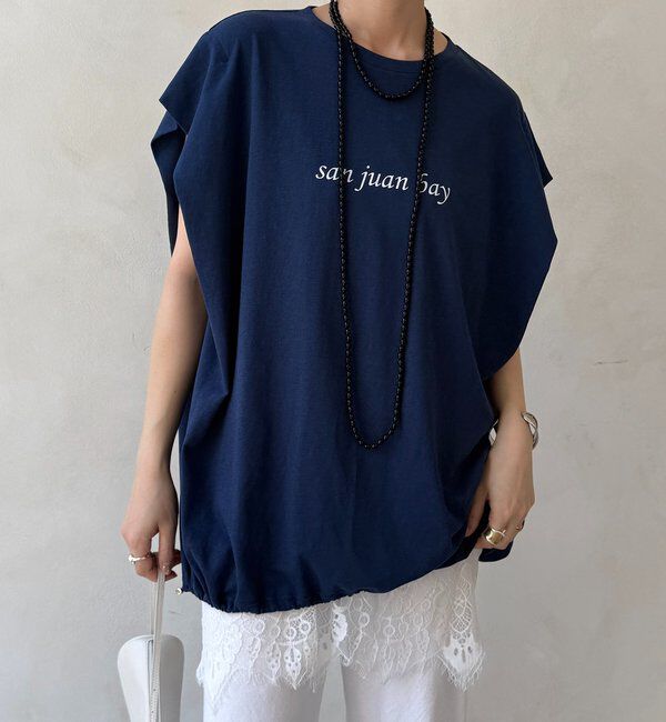  「裾ドロストチュニックロゴTEE」|Tシャツ・カットソー|