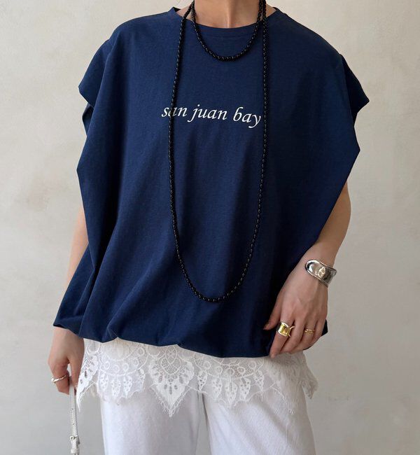  「裾ドロストチュニックロゴTEE」|Tシャツ・カットソー|