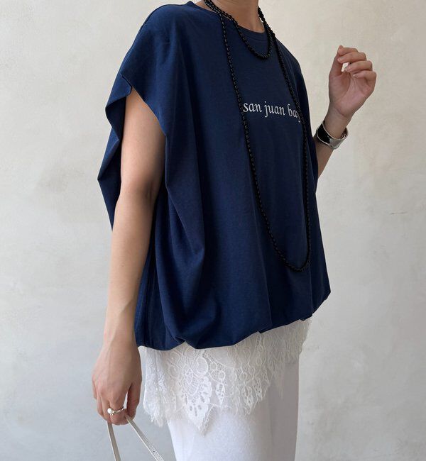  「裾ドロストチュニックロゴTEE」|Tシャツ・カットソー|