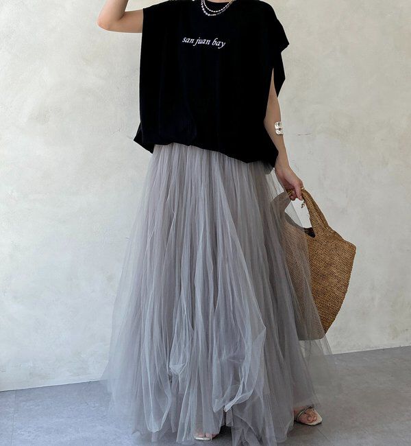  「裾ドロストチュニックロゴTEE」|Tシャツ・カットソー|