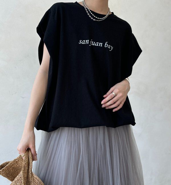  「裾ドロストチュニックロゴTEE」|Tシャツ・カットソー|
