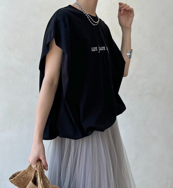  「裾ドロストチュニックロゴTEE」|Tシャツ・カットソー|