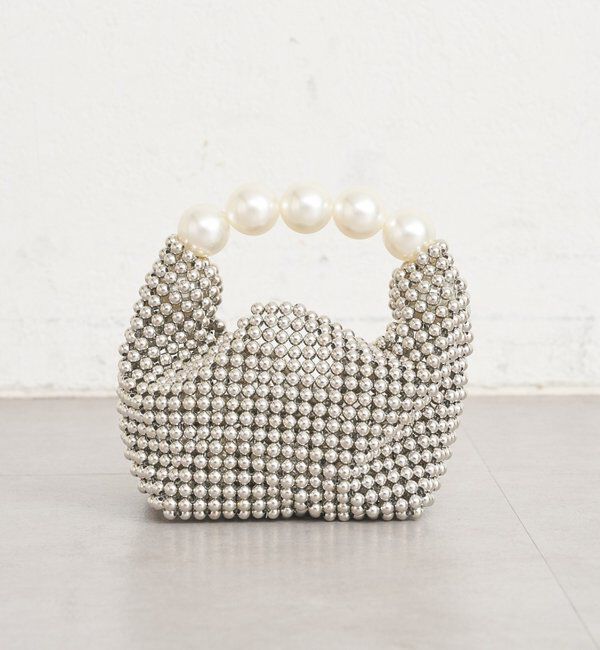  「ビーズハンドルminiBAG」|トートバッグ|シルバー