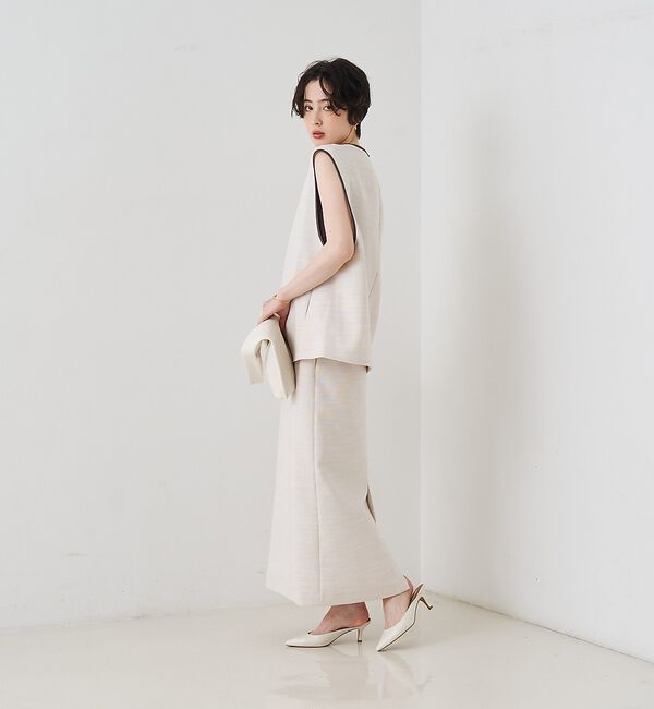 Rouge vif「【セットアップ対応】麻調ダブルクロスベスト/ジレ【予約】」|ベスト・ジレ|