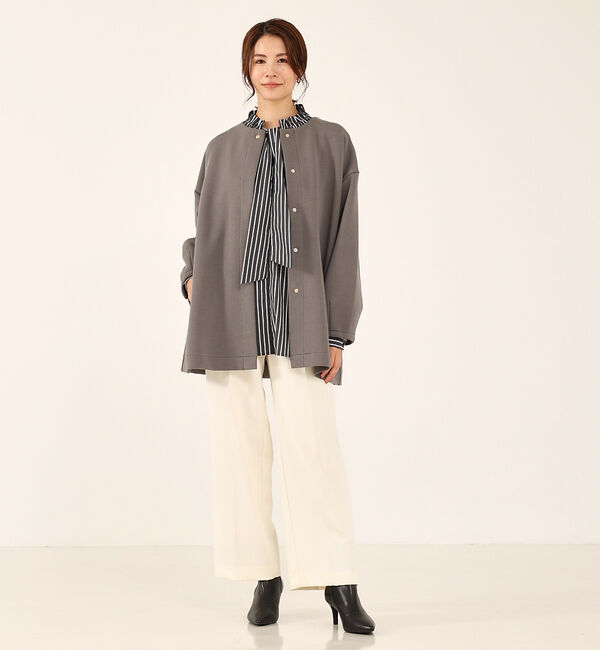 abahouse mavie「シルキーダンボールハーフコート」|ノーカラーコート|