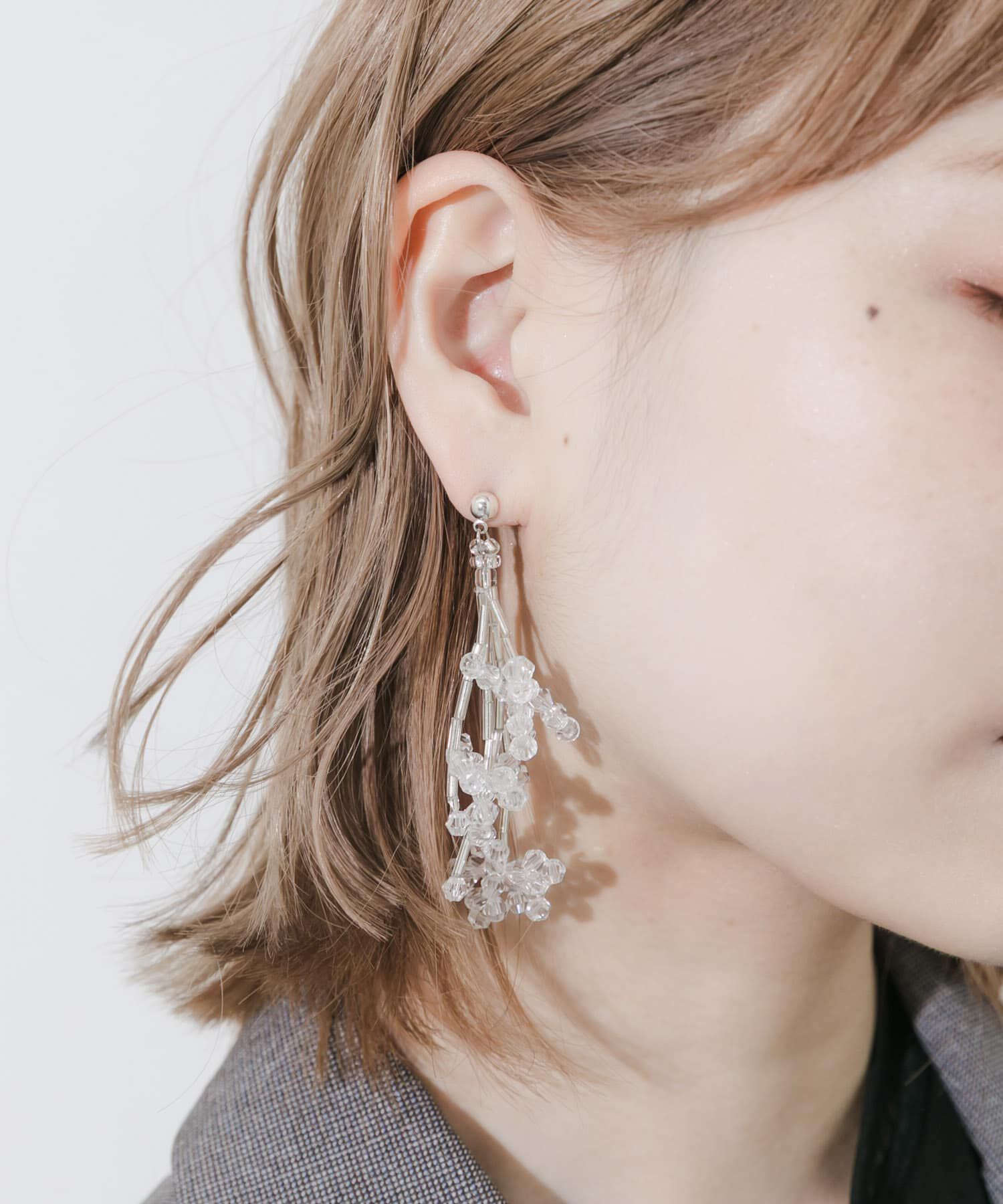SMELLY「クリアビーズボリュームシャワーピアス」|ピアス|