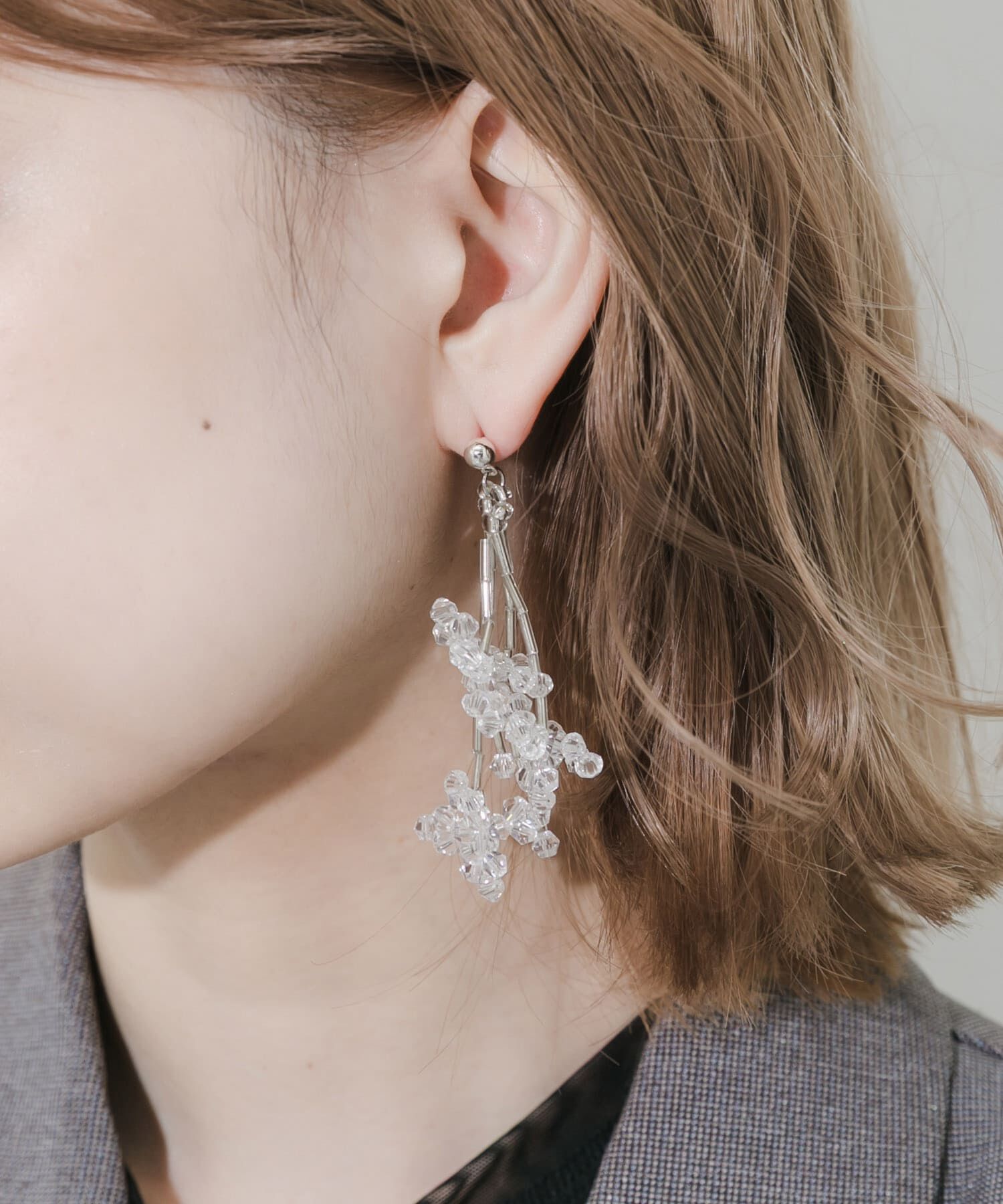 SMELLY「クリアビーズボリュームシャワーピアス」|ピアス|