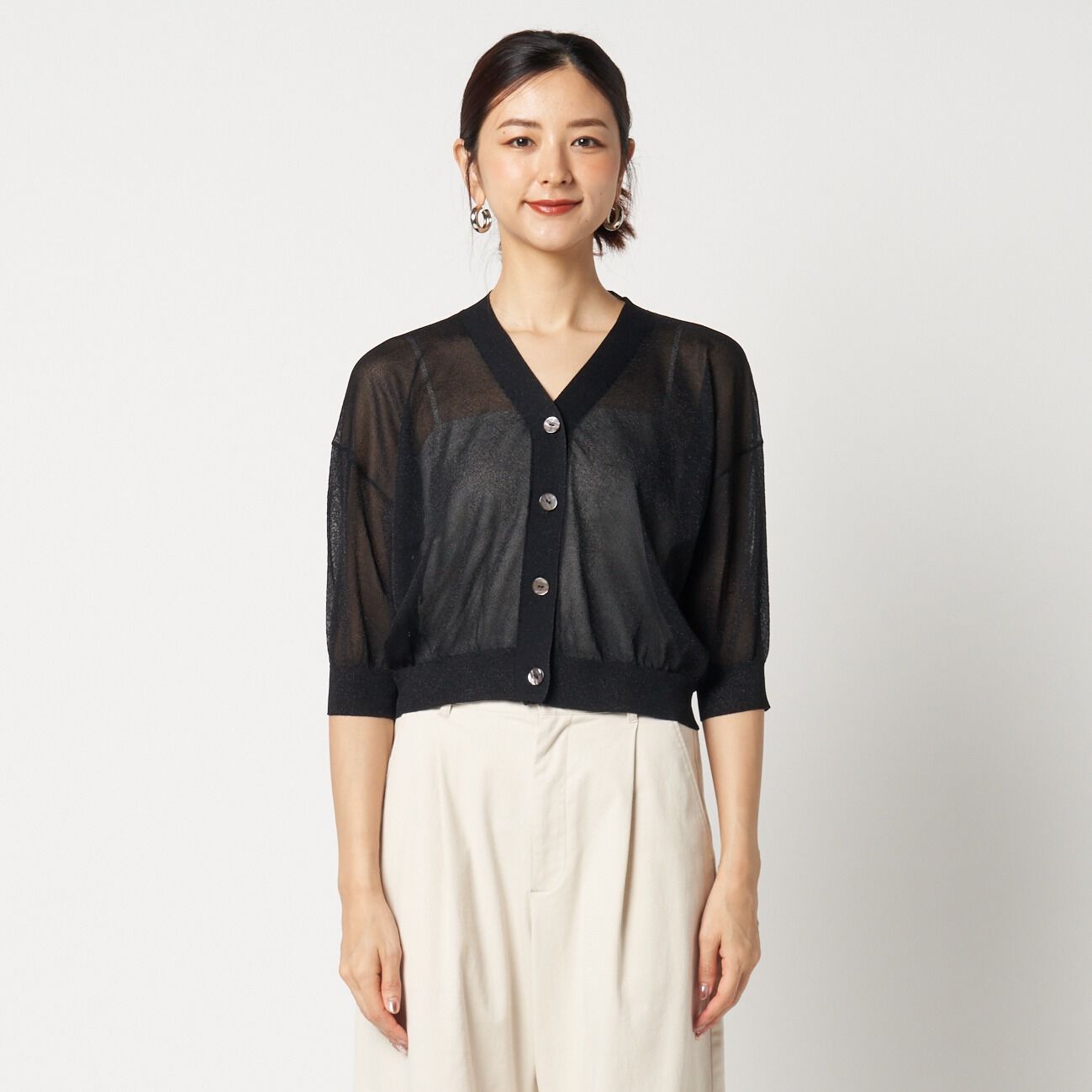  「three dots HALF SLEEVE CARDIGAN」|ニット・セーター|