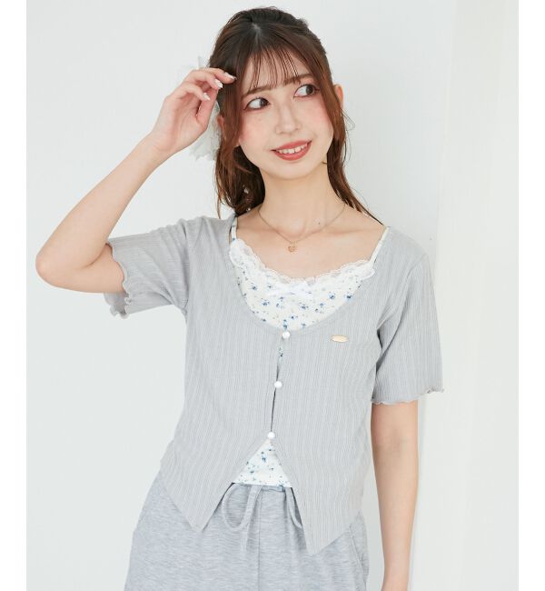  「キャミレイヤードライク半袖トップス」|Tシャツ・カットソー|