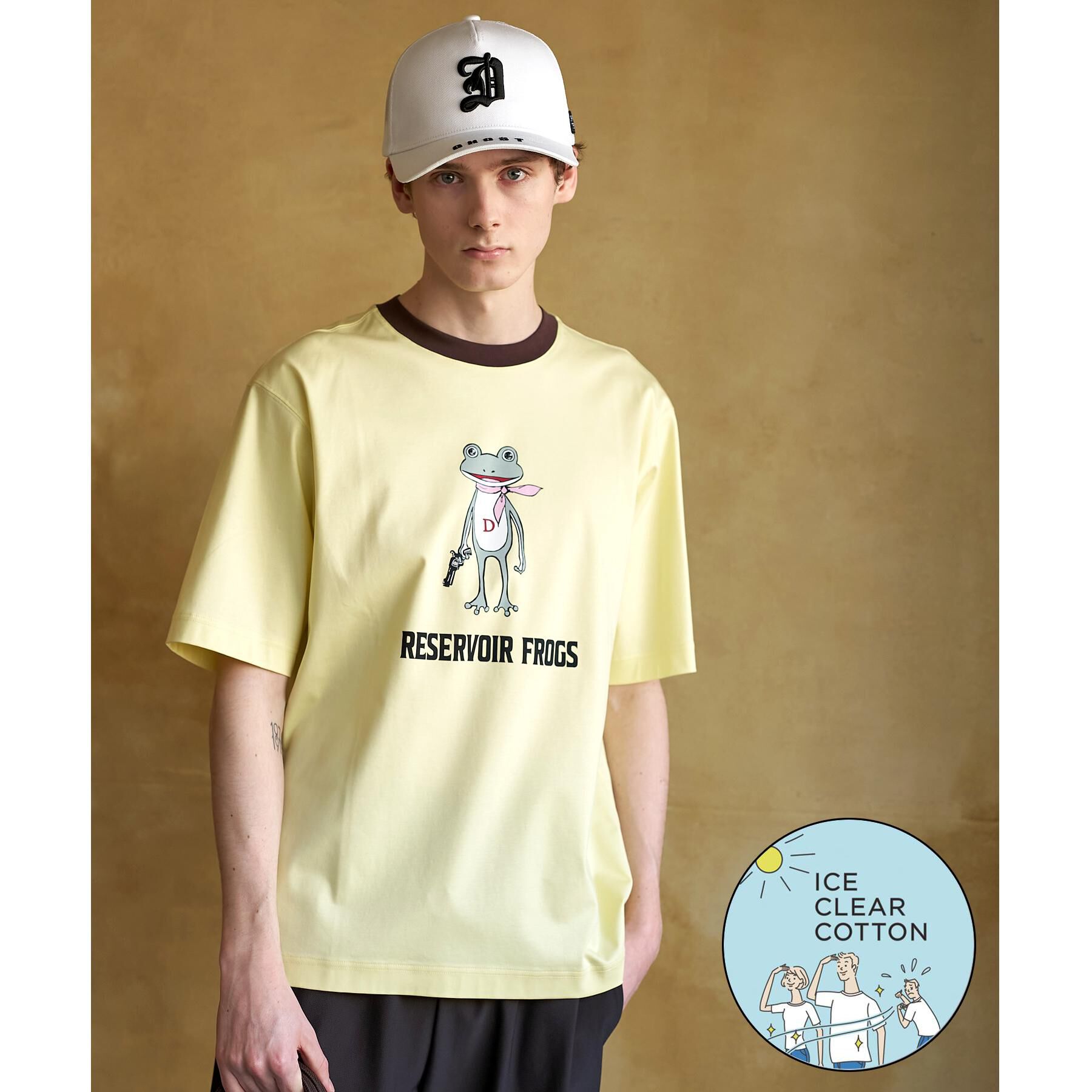 DRESSTERIOR「【接触冷感／抗菌防臭／消臭】ICE CLEAR COTTON フロッグオーバーフィットTシャツ」|Tシャツ・カットソー|ライトイエロー(03