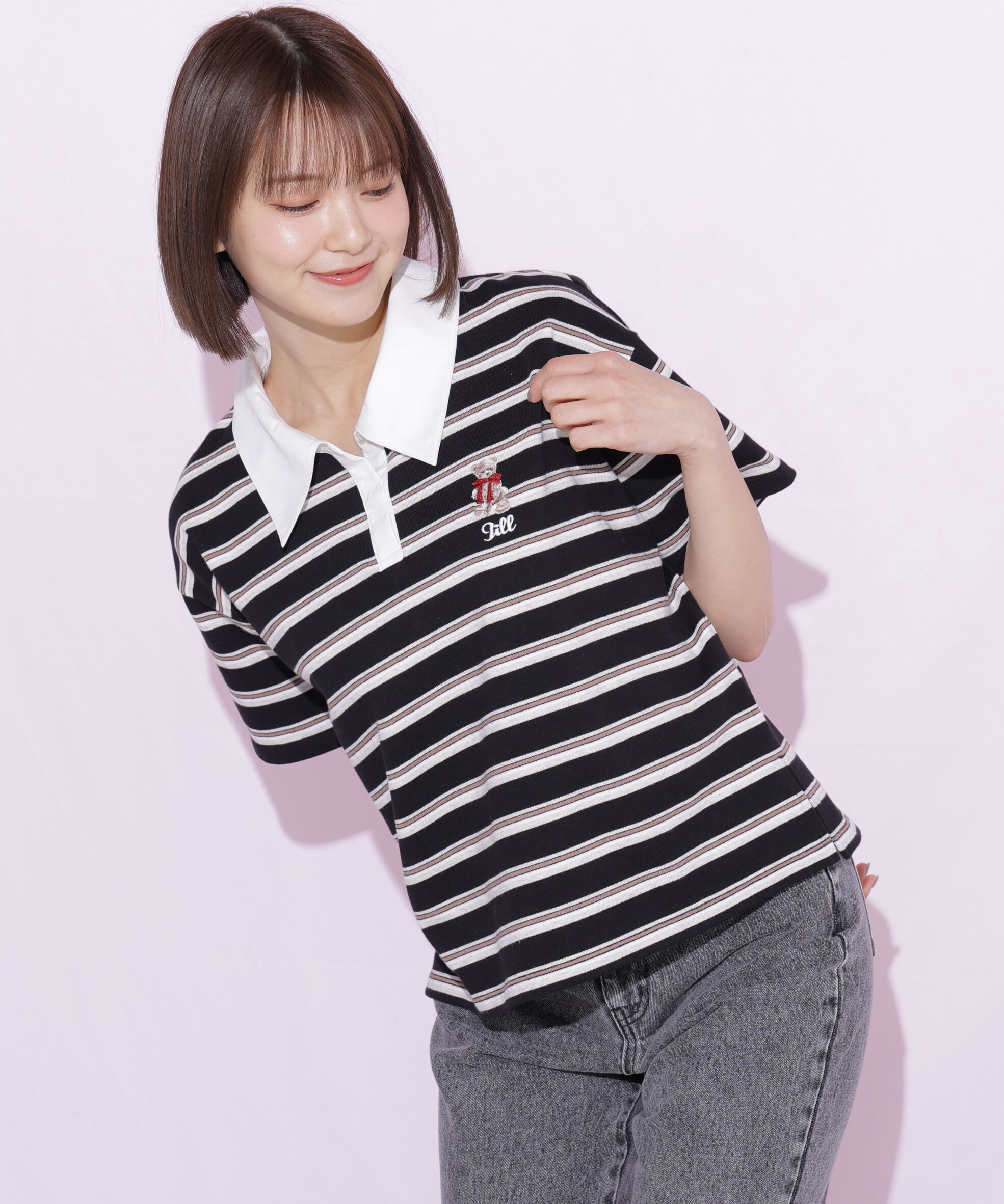  「＜BEARシリーズ＞ラガートップス」|Tシャツ・カットソー|ブラック1