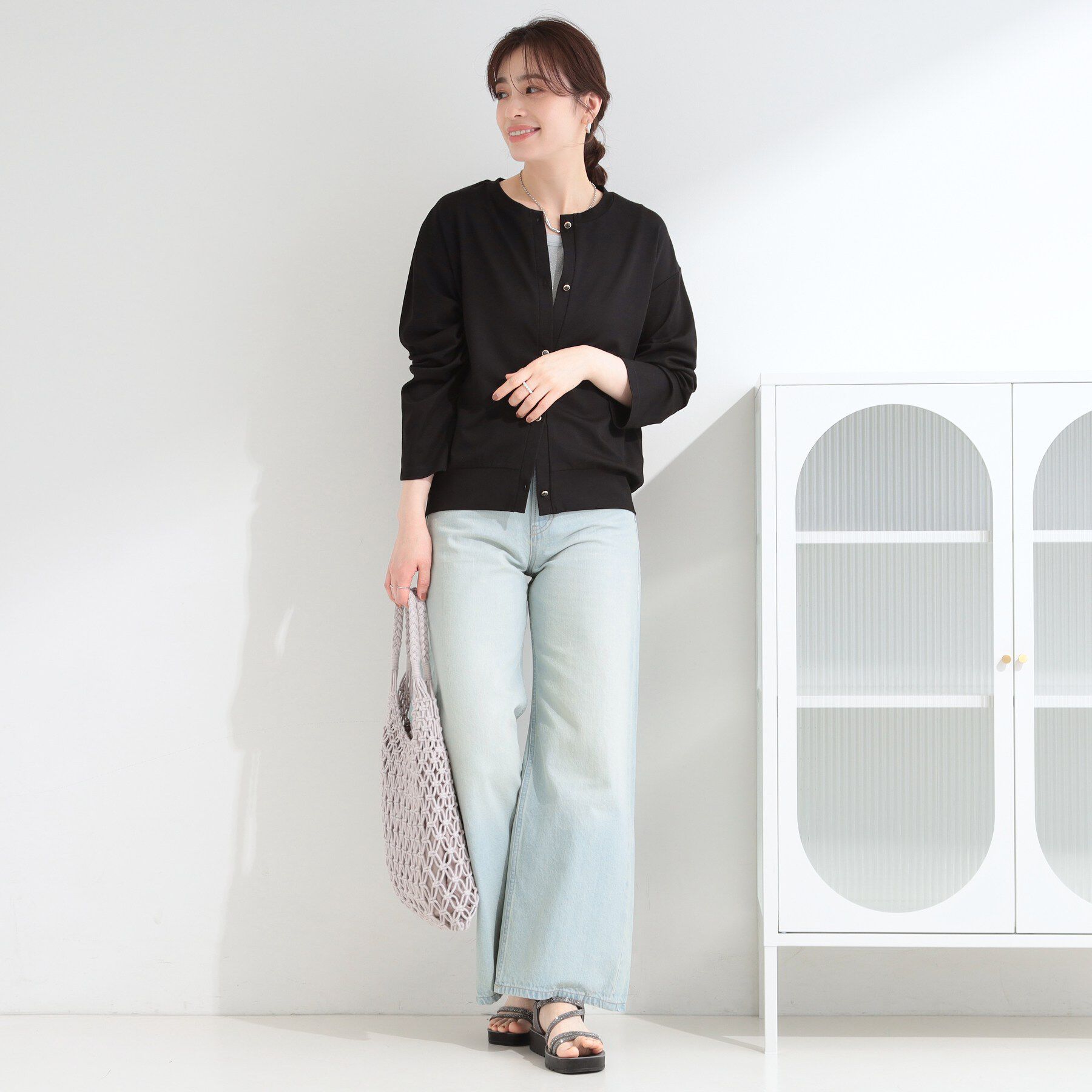 SHOO･LA･RUE「【ひんやり/UV/S-LL】着ごこちなめらか カノコ編みカーディガン」|カーディガン|