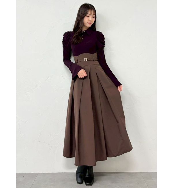 dazzlin「シャツカラーコルセットタックワンピース」|ワンピース|