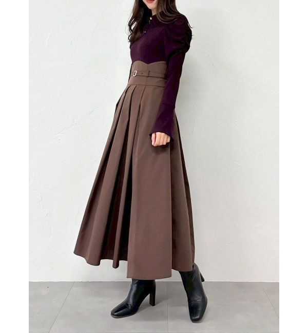 dazzlin「シャツカラーコルセットタックワンピース」|ワンピース|