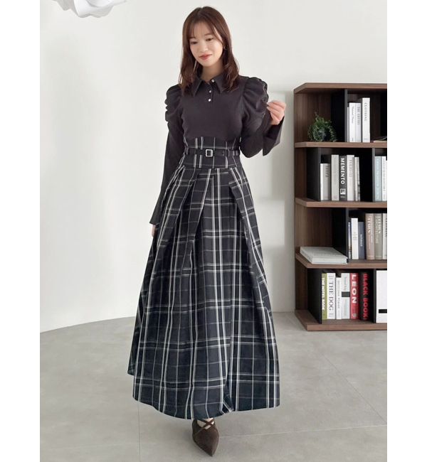 dazzlin「シャツカラーコルセットタックワンピース」|ワンピース|