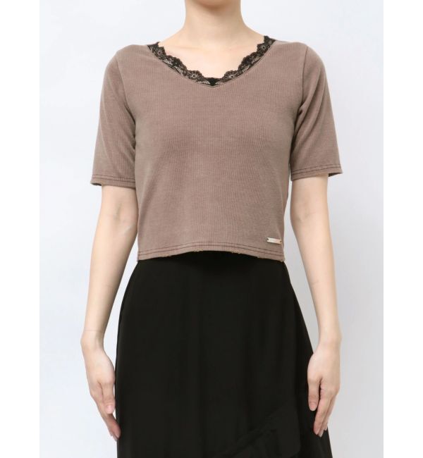 EMODA「リブクラッシュレーストップス」|Tシャツ・カットソー|ブラウン
