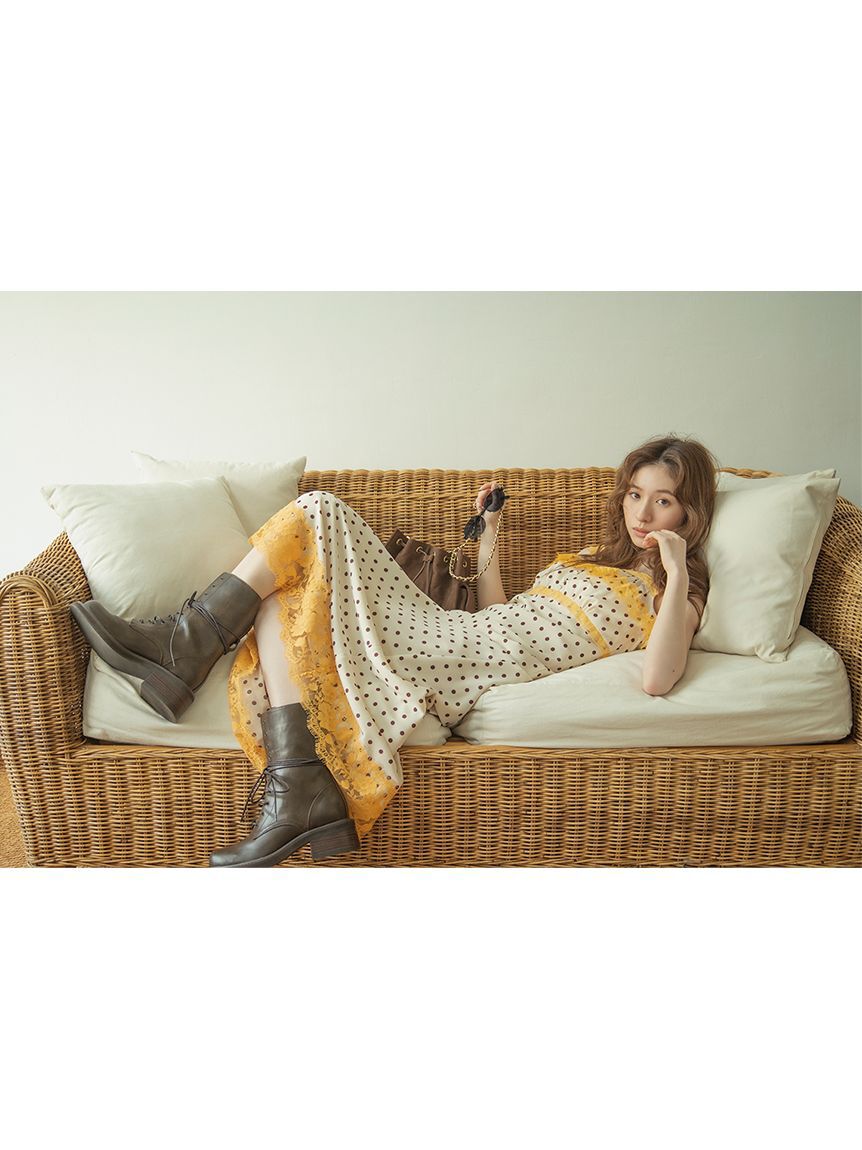 LILY BROWN「レーストリムサテンワンピース」|ワンピース|