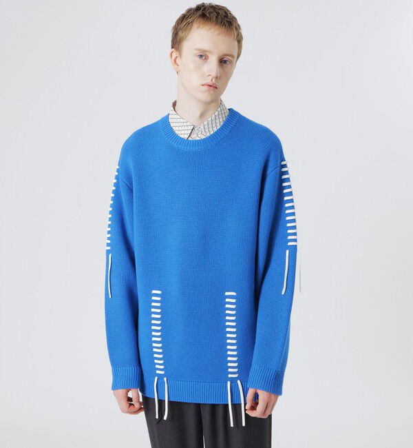  「【UNISEX】ポイントスレッドクルーネック」|ニット・セーター|サックスブルー5