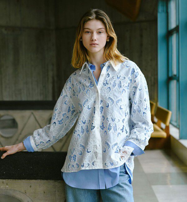 UNITED ARROWS green label relaxing「レース シャツ」|シャツ・ブラウス|WHITE