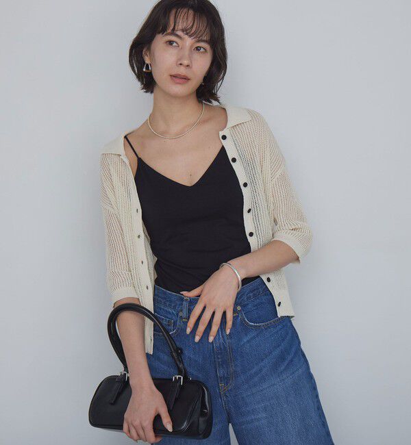 UNITED ARROWS green label relaxing「Vネックキャミソール / カップインナー」|キャミソール|BLACK