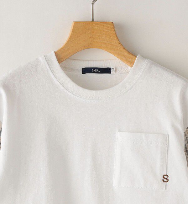 SHIPS KIDS「SHIPS KIDS:100～130cm / チェックシャツ コンビ カットソー」|Tシャツ・カットソー|