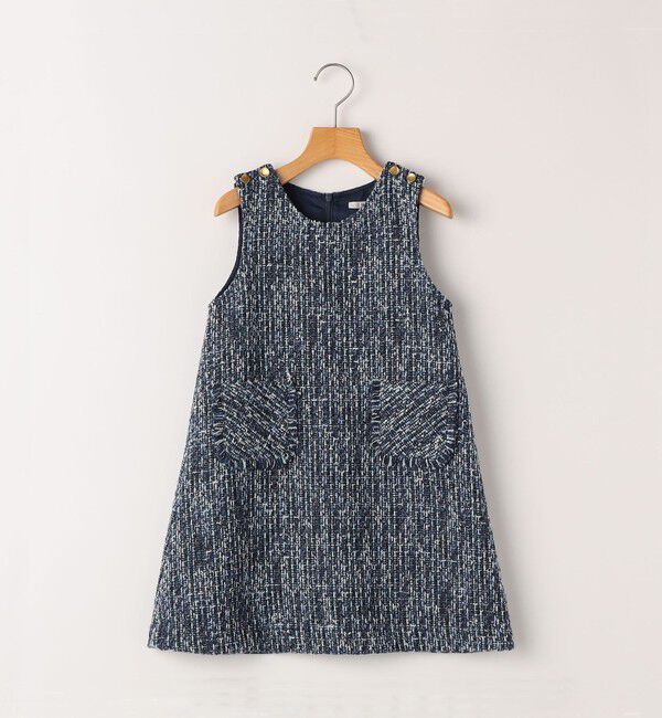 SHIPS KIDS「SHIPS KIDS:90cm / ツイード ジャンパー ワンピース」|ワンピース|ネイビー