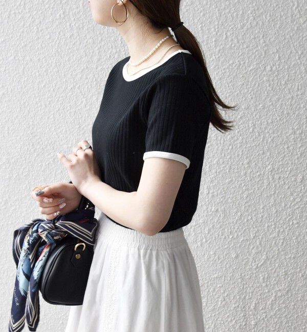 SHIPS any「《一部追加予約》SHIPS any:〈洗濯機可能〉テレコ リブ バイカラー ショートスリーブ TEE」|Tシャツ・カットソー|