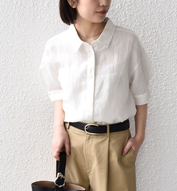 SHIPS Colors 「SHIPS Colors:〈洗濯機可能〉ユーロリネン (EURO Linen) ボクシー パフスリーブ シャツ◇」|シャツ・ブラウス|
