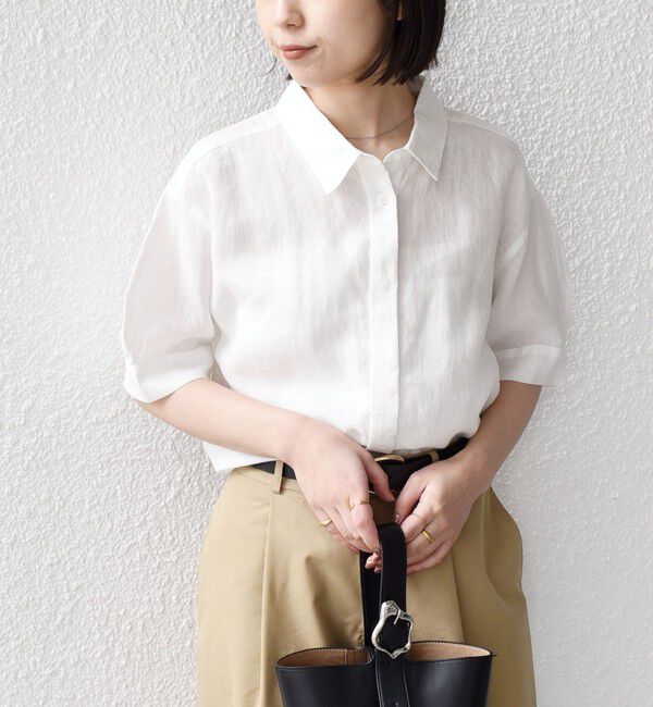 SHIPS Colors 「SHIPS Colors:〈洗濯機可能〉ユーロリネン (EURO Linen) ボクシー パフスリーブ シャツ◇」|シャツ・ブラウス|