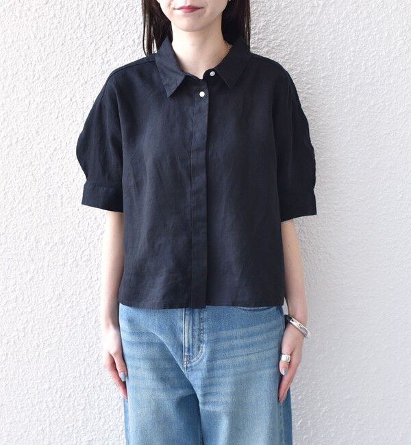 SHIPS Colors 「SHIPS Colors:〈洗濯機可能〉ユーロリネン (EURO Linen) ボクシー パフスリーブ シャツ◇」|シャツ・ブラウス|