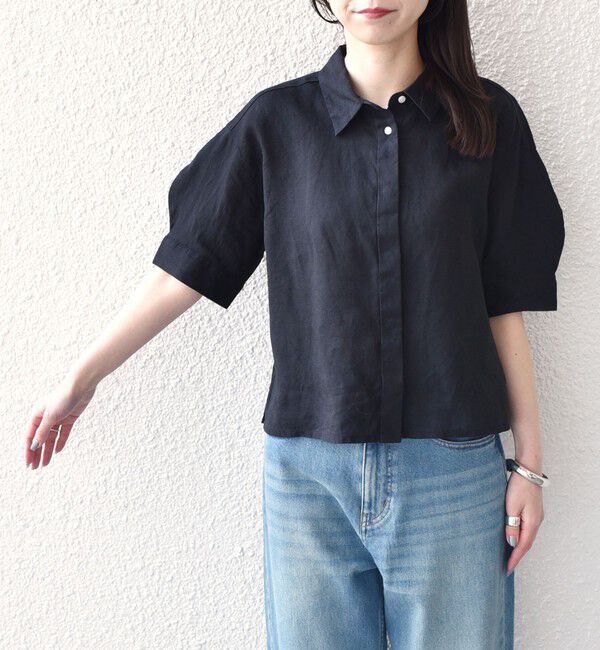 SHIPS Colors 「SHIPS Colors:〈洗濯機可能〉ユーロリネン (EURO Linen) ボクシー パフスリーブ シャツ◇」|シャツ・ブラウス|