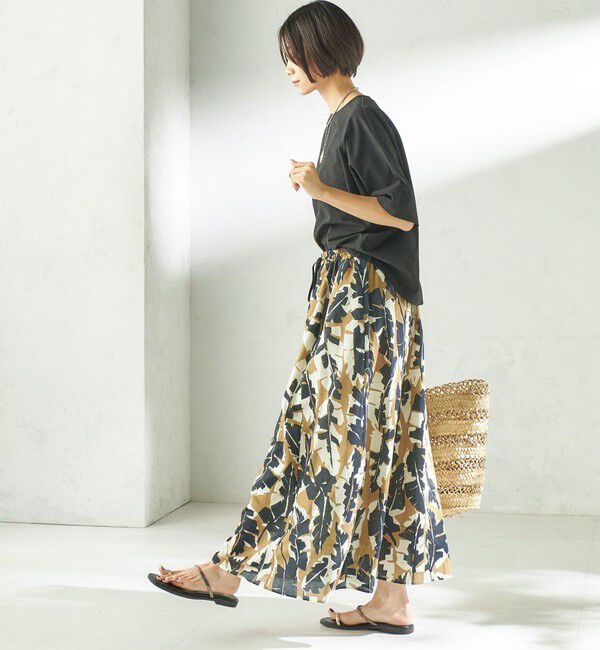 SHIPS for women「《予約》〈手洗い可能〉DEVEAUX リーフ プリント スカート」|スカート|
