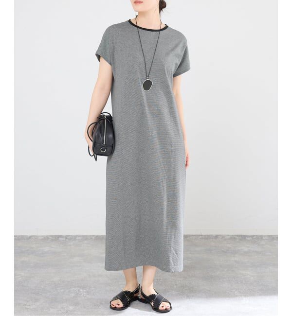 IENA「ATON/エイトン SUVIN 60/2 CAP SLEEVE DRESS ワンピース」|ワンピース|ブラック A
