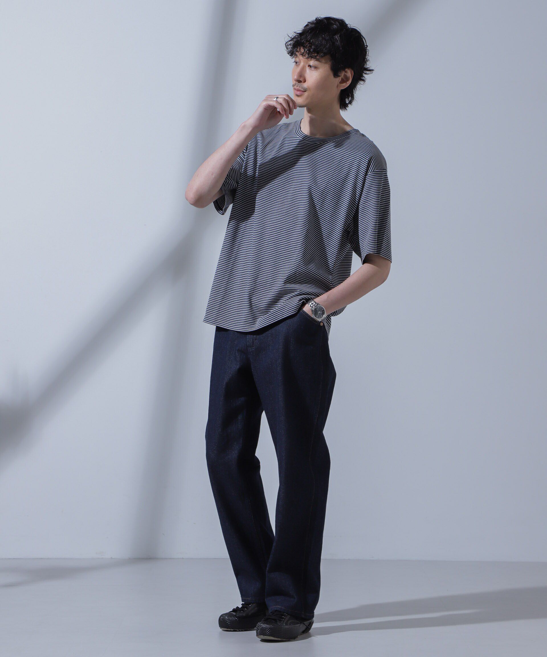 nano･universe「Anti Soaked(R)  汗染み防止 ピンボーダークルーネックTシャツ」|Tシャツ・カットソー|