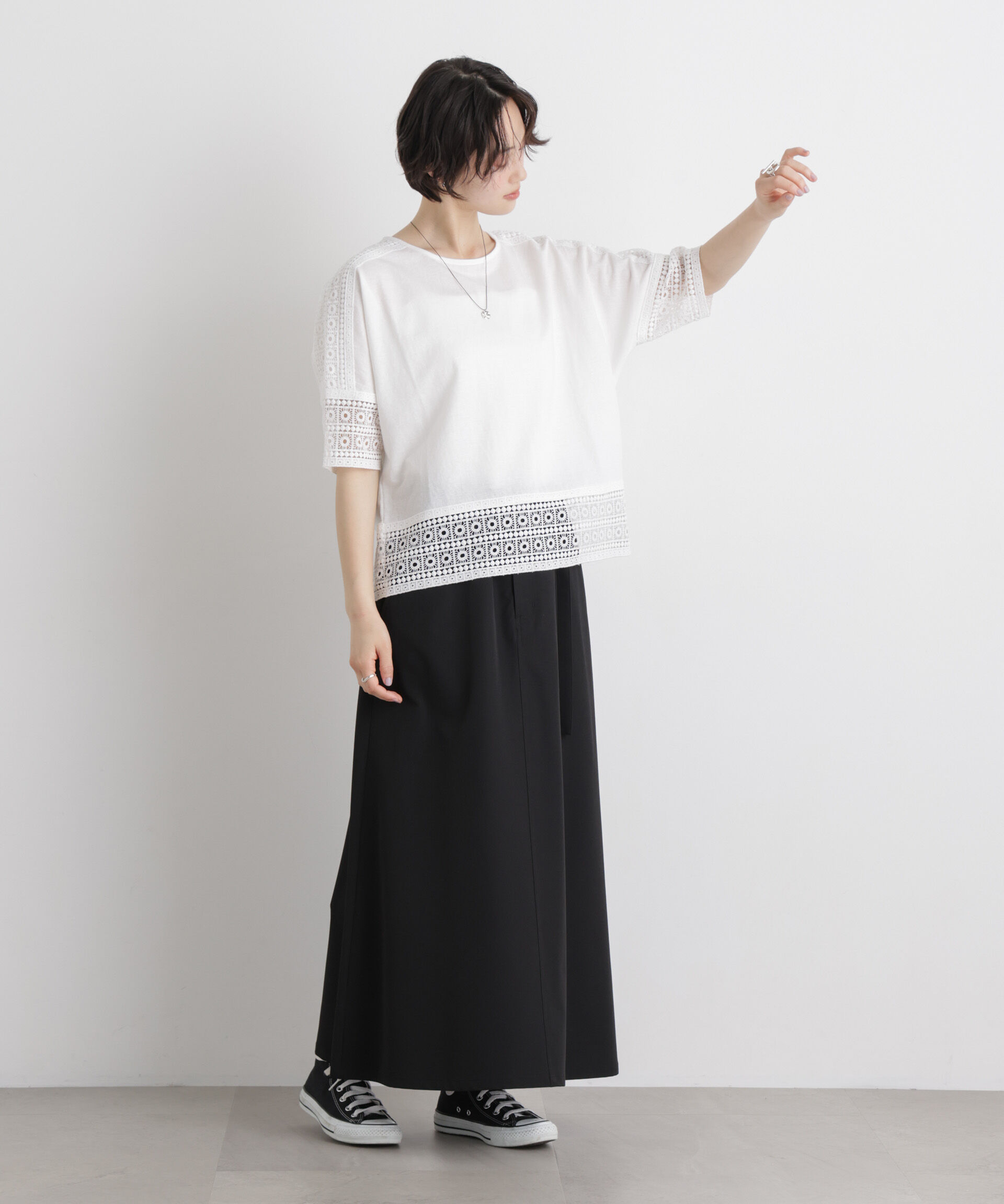 nano･universe「レースコンビドルマンカットトップス」|Tシャツ・カットソー|