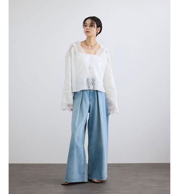 SALON adam et rope'「【WEB限定】フロントタックデニムパンツ」|デニム|