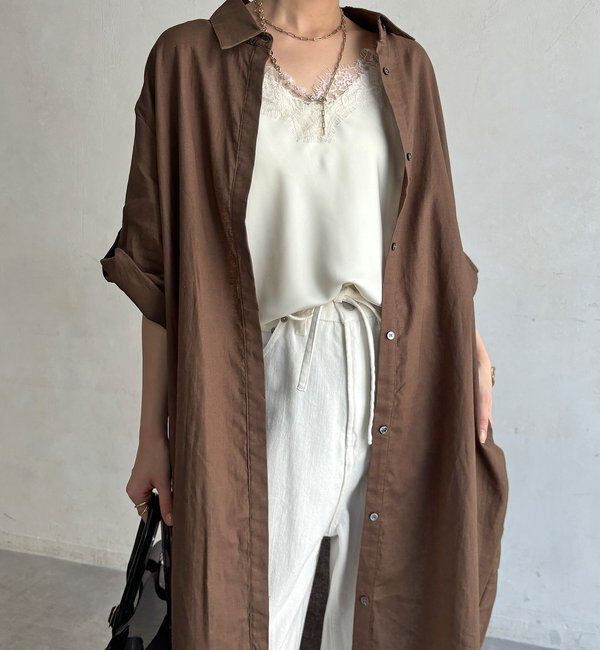  「【WEB限定】コットンリネンシャツワンピース」|ワンピース|